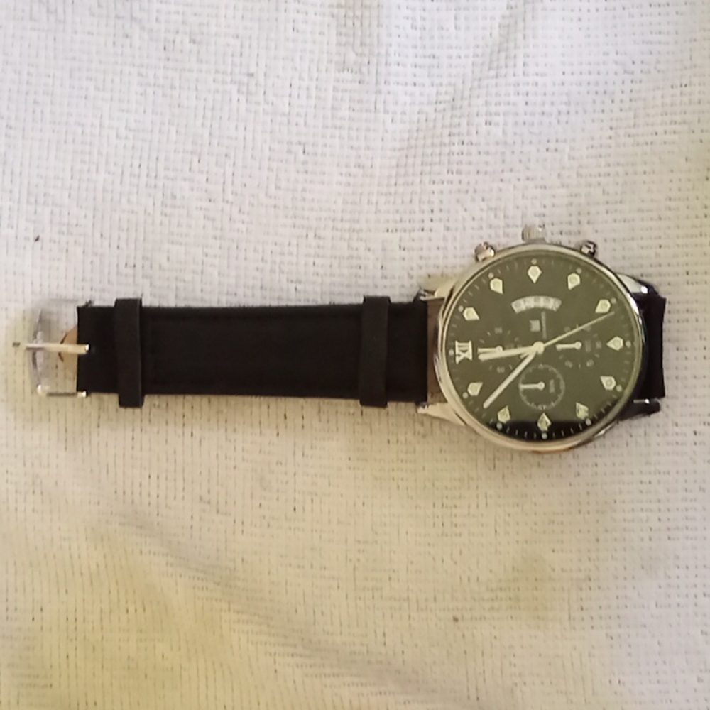 Mens large dial watch black sharmus